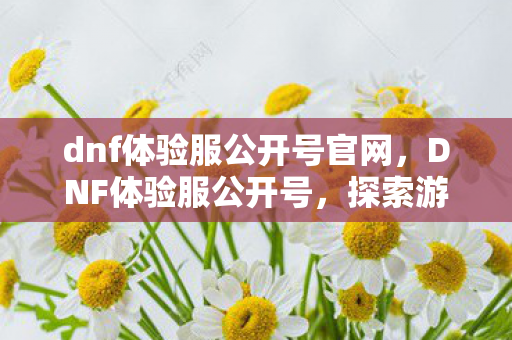 dnf体验服公开号官网,DNF体验服公开号,探索游戏前沿,尽享独特体验 dnf体验服公开号官网,DNF体验服公开号,探索游戏前沿,尽享独特体验