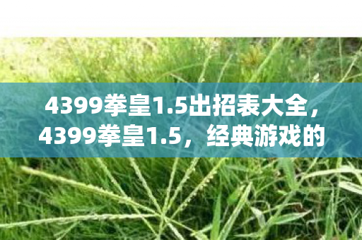 4399拳皇1.5出招表大全,4399拳皇1.5,经典游戏的全新演绎 4399拳皇1.5出招表大全,4399拳皇1.5,经典游戏的全新演绎