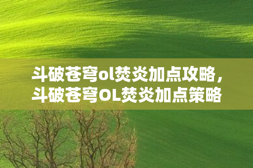 斗破苍穹ol焚炎加点攻略,斗破苍穹OL焚炎加点策略详解 斗破苍穹ol焚炎加点攻略,斗破苍穹OL焚炎加点策略详解