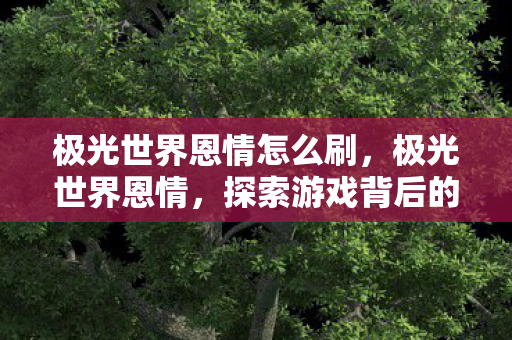 极光世界恩情怎么刷,极光世界恩情,探索游戏背后的情感纽带 极光世界恩情怎么刷,极光世界恩情,探索游戏背后的情感纽带