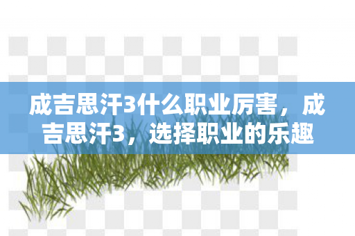成吉思汗3什么职业厉害,成吉思汗3,选择职业的乐趣 成吉思汗3什么职业厉害,成吉思汗3,选择职业的乐趣