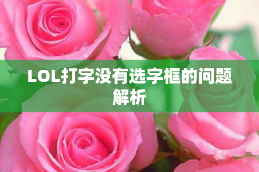 LOL打字没有选字框的问题解析 LOL打字没有选字框的问题解析