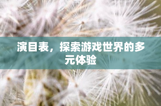 演目表，探索游戏世界的多元体验