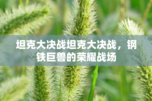 坦克大决战坦克大决战，钢铁巨兽的荣耀战场