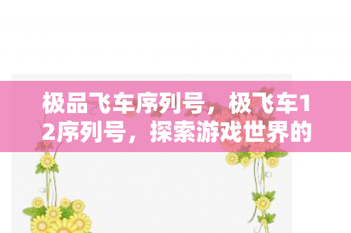 极品飞车序列号,极飞车12序列号,探索游戏世界的钥匙 极品飞车序列号,极飞车12序列号,探索游戏世界的钥匙
