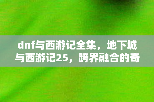 dnf与西游记全集，地下城与西游记25，跨界融合的奇幻冒险
