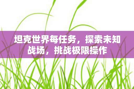 坦克世界每任务,探索未知战场,挑战极限操作 坦克世界每任务,探索未知战场,挑战极限操作