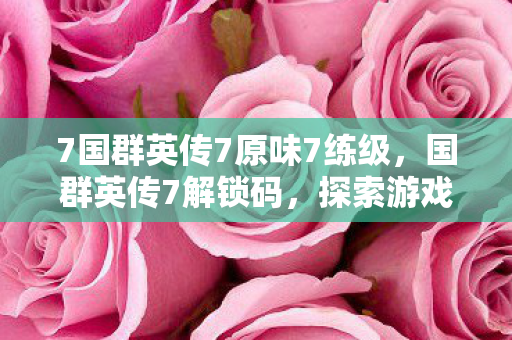 7国群英传7原味7练级,国群英传7解锁码,探索游戏世界的无限可能 7国群英传7原味7练级,国群英传7解锁码,探索游戏世界的无限可能