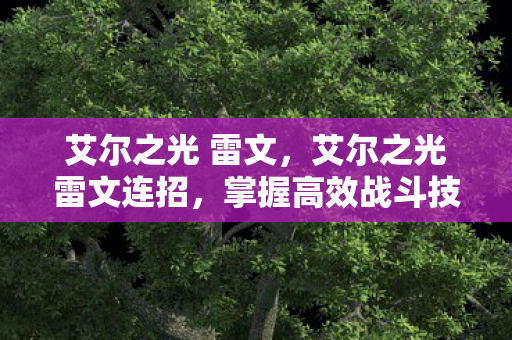 艾尔之光 雷文,艾尔之光雷文连招,掌握高效战斗技巧 艾尔之光 雷文,艾尔之光雷文连招,掌握高效战斗技巧