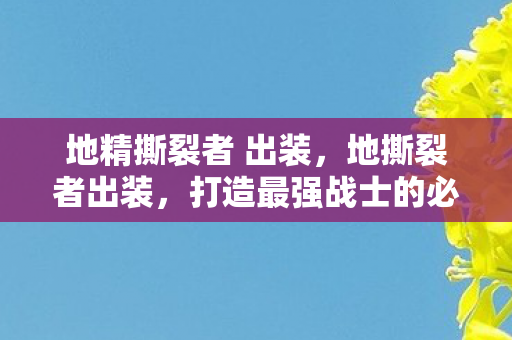 地精撕裂者 出装，地撕裂者出装，打造最强战士的必备装备指南