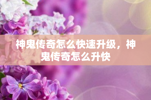 神鬼传奇怎么快速升级，神鬼传奇怎么升快