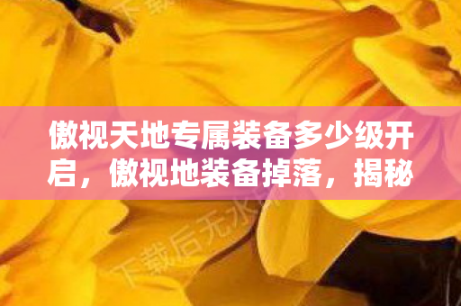 傲视天地专属装备多少级开启,傲视地装备掉落,揭秘未知世界的神秘宝藏 傲视天地专属装备多少级开启,傲视地装备掉落,揭秘未知世界的神秘宝藏