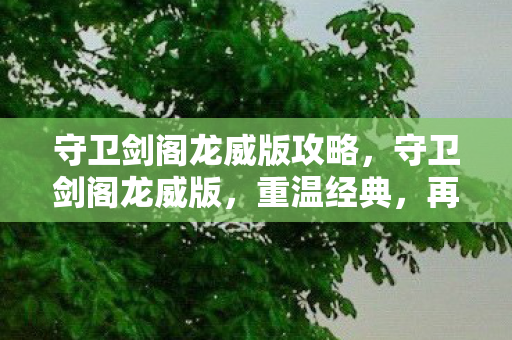 守卫剑阁龙威版攻略,守卫剑阁龙威版,重温经典,再战江湖 守卫剑阁龙威版攻略,守卫剑阁龙威版,重温经典,再战江湖