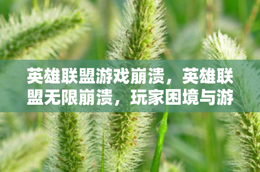 英雄联盟游戏崩溃,英雄联盟无限崩溃,玩家困境与游戏维护的艰难平衡 英雄联盟游戏崩溃,英雄联盟无限崩溃,玩家困境与游戏维护的艰难平衡