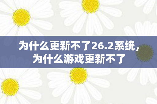 为什么更新不了26.2系统,为什么游戏更新不了 为什么更新不了26.2系统,为什么游戏更新不了