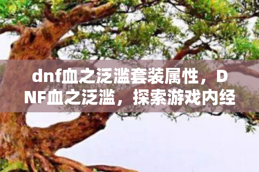 dnf血之泛滥套装属性,DNF血之泛滥,探索游戏内经济失衡的根源 dnf血之泛滥套装属性,DNF血之泛滥,探索游戏内经济失衡的根源