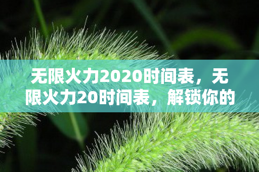 无限火力2020时间表,无限火力20时间表,解锁你的游戏狂欢时刻 无限火力2020时间表,无限火力20时间表,解锁你的游戏狂欢时刻