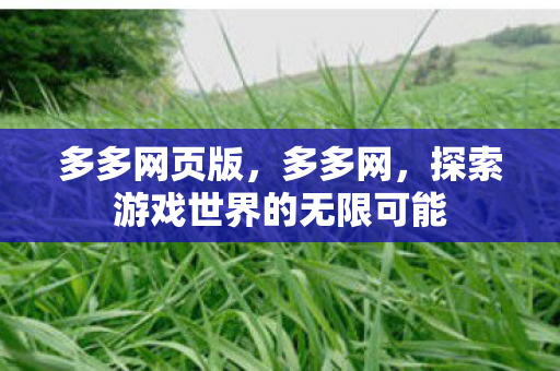 多多网页版,多多网,探索游戏世界的无限可能 多多网页版,多多网,探索游戏世界的无限可能