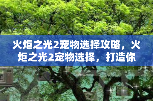 火炬之光2宠物选择攻略,火炬之光2宠物选择,打造你的专属战斗伙伴 火炬之光2宠物选择攻略,火炬之光2宠物选择,打造你的专属战斗伙伴