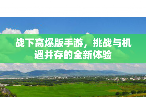 战下高爆版手游,挑战与机遇并存的全新体验 战下高爆版手游,挑战与机遇并存的全新体验