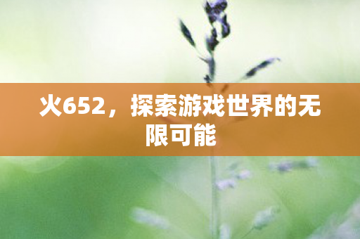 火652，探索游戏世界的无限可能