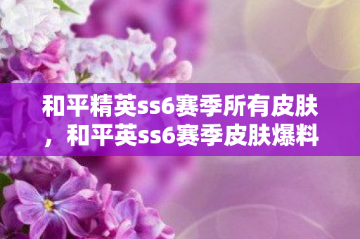 和平精英ss6赛季所有皮肤,和平英ss6赛季皮肤爆料,全新主题与炫酷外观即将登场 和平精英ss6赛季所有皮肤,和平英ss6赛季皮肤爆料,全新主题与炫酷外观即将登场