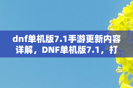 dnf单机版7.1手游更新内容详解,DNF单机版7.1,打造属于你的专属冒险世界 dnf单机版7.1手游更新内容详解,DNF单机版7.1,打造属于你的专属冒险世界
