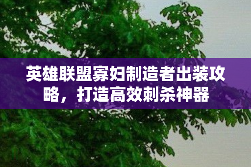 英雄联盟寡妇制造者出装攻略,打造高效刺杀神器 英雄联盟寡妇制造者出装攻略,打造高效刺杀神器