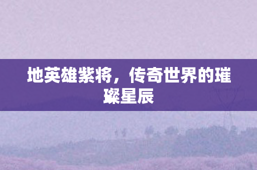 地英雄紫将,传奇世界的璀璨星辰 地英雄紫将,传奇世界的璀璨星辰
