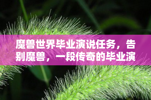魔兽世界毕业演说任务,告别魔兽,一段传奇的毕业演说 魔兽世界毕业演说任务,告别魔兽,一段传奇的毕业演说