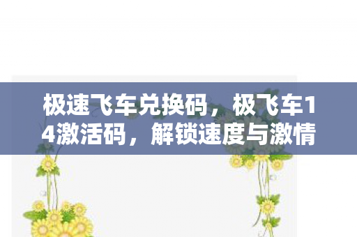 极速飞车兑换码,极飞车14激活码,解锁速度与激情的密钥 极速飞车兑换码,极飞车14激活码,解锁速度与激情的密钥