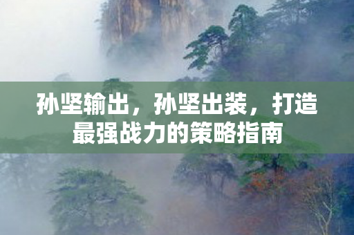 孙坚输出,孙坚出装,打造最强战力的策略指南 孙坚输出,孙坚出装,打造最强战力的策略指南