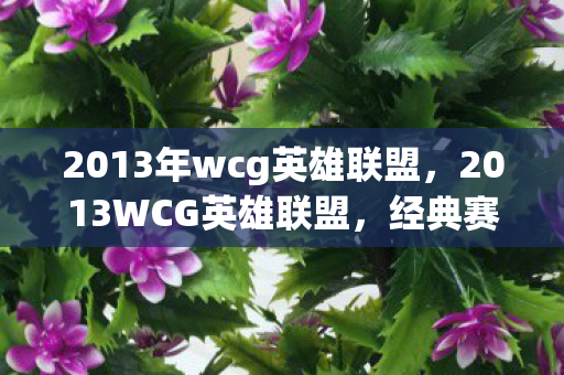 2013年wcg英雄联盟,2013WCG英雄联盟,经典赛事的荣耀与传承 2013年wcg英雄联盟,2013WCG英雄联盟,经典赛事的荣耀与传承