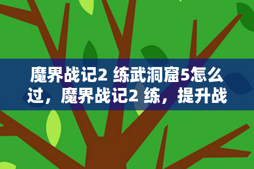 魔界战记2 练武洞窟5怎么过，魔界战记2 练，提升战斗力的实战技巧