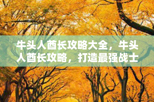 牛头人酋长攻略大全,牛头人酋长攻略,打造最强战士的实战指南 牛头人酋长攻略大全,牛头人酋长攻略,打造最强战士的实战指南