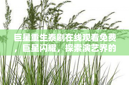 巨星重生泰剧在线观看免费,巨星闪耀,探索演艺界的璀璨光芒 巨星重生泰剧在线观看免费,巨星闪耀,探索演艺界的璀璨光芒