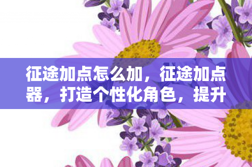 征途加点怎么加，征途加点器，打造个性化角色，提升游戏体验
