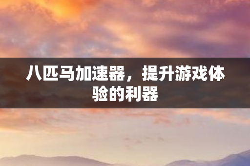 八匹马加速器,提升游戏体验的利器 八匹马加速器,提升游戏体验的利器