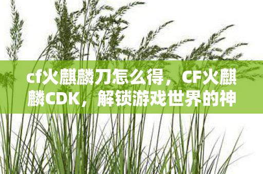 cf火麒麟刀怎么得,CF火麒麟CDK,解锁游戏世界的神秘钥匙 cf火麒麟刀怎么得,CF火麒麟CDK,解锁游戏世界的神秘钥匙