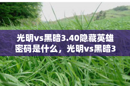 光明vs黑暗3.40隐藏英雄密码是什么,光明vs黑暗3.40隐藏英雄密码,解锁未知力量的神秘钥匙 光明vs黑暗3.40隐藏英雄密码是什么,光明vs黑暗3.40隐藏英雄密码,解锁未知力量的神秘钥匙