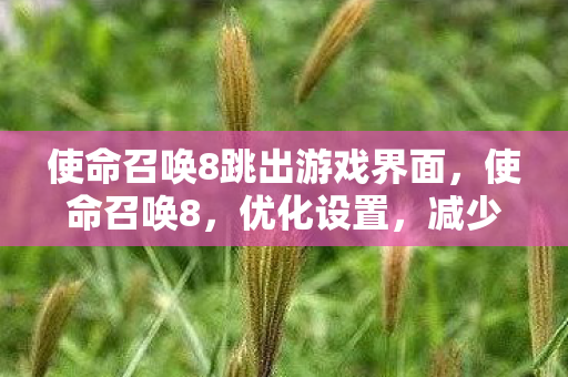 使命召唤8跳出游戏界面,使命召唤8,优化设置,减少游戏跳出 使命召唤8跳出游戏界面,使命召唤8,优化设置,减少游戏跳出