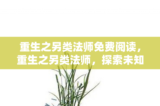 重生之另类法师免费阅读,重生之另类法师,探索未知世界的奇幻之旅 重生之另类法师免费阅读,重生之另类法师,探索未知世界的奇幻之旅