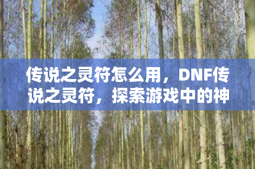 传说之灵符怎么用,DNF传说之灵符,探索游戏中的神秘力量 传说之灵符怎么用,DNF传说之灵符,探索游戏中的神秘力量