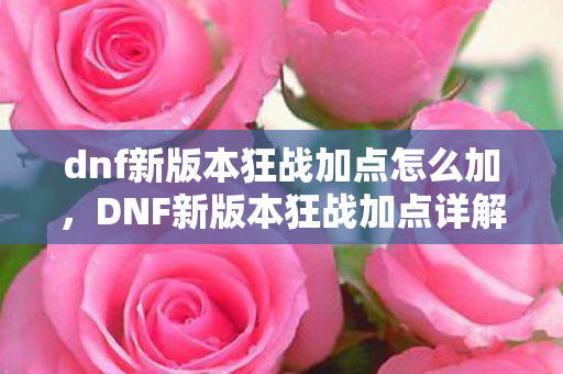 dnf新版本狂战加点怎么加，DNF新版本狂战加点详解，打造最强战斗力的关键