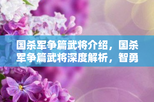 国杀军争篇武将介绍,国杀军争篇武将深度解析,智勇双全,策略致胜 国杀军争篇武将介绍,国杀军争篇武将深度解析,智勇双全,策略致胜