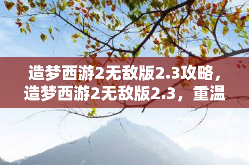 造梦西游2无敌版2.3攻略,造梦西游2无敌版2.3,重温经典,畅享无限挑战 造梦西游2无敌版2.3攻略,造梦西游2无敌版2.3,重温经典,畅享无限挑战