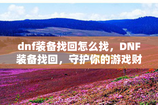 dnf装备找回怎么找，DNF装备找回，守护你的游戏财富