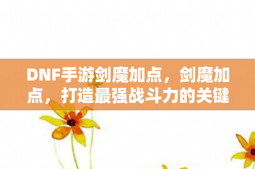 DNF手游剑魔加点，剑魔加点，打造最强战斗力的关键