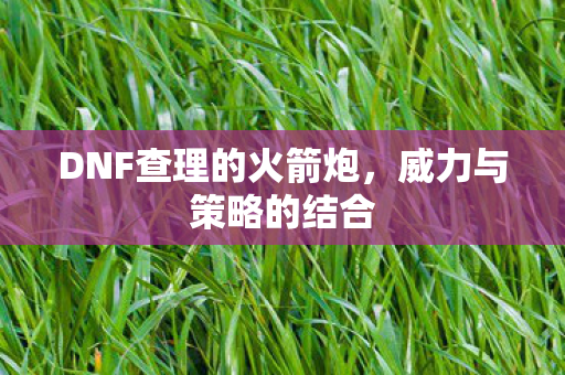 DNF查理的火箭炮,威力与策略的结合 DNF查理的火箭炮,威力与策略的结合