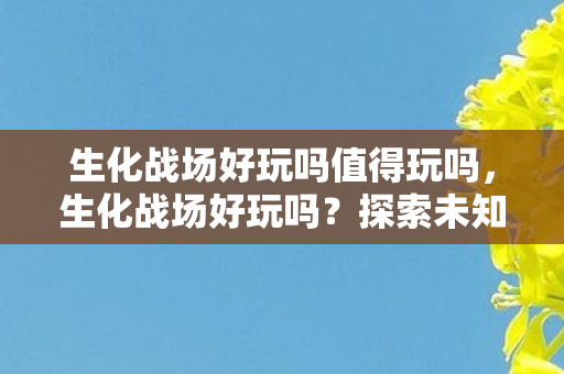生化战场好玩吗值得玩吗，生化战场好玩吗？探索未知世界的刺激体验